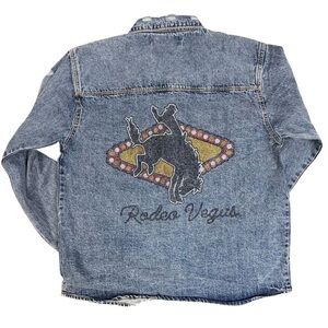 Denim Jacket with Rhinestones Rodeo Vegas Design